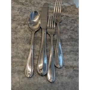 4 Lenox TUDOR BEAD Stainless 18/10 Glossy Rope Edge Flatware